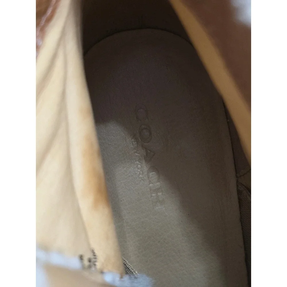 Coach Kenna Leather Shearling Wedge Booties Brown Y2K Size 8B